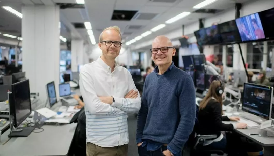 VGTV-redaktør Rolf Sønstelie( t.h.) og administrerende direktør i VGTV, Thomas Manus Hønningstad.