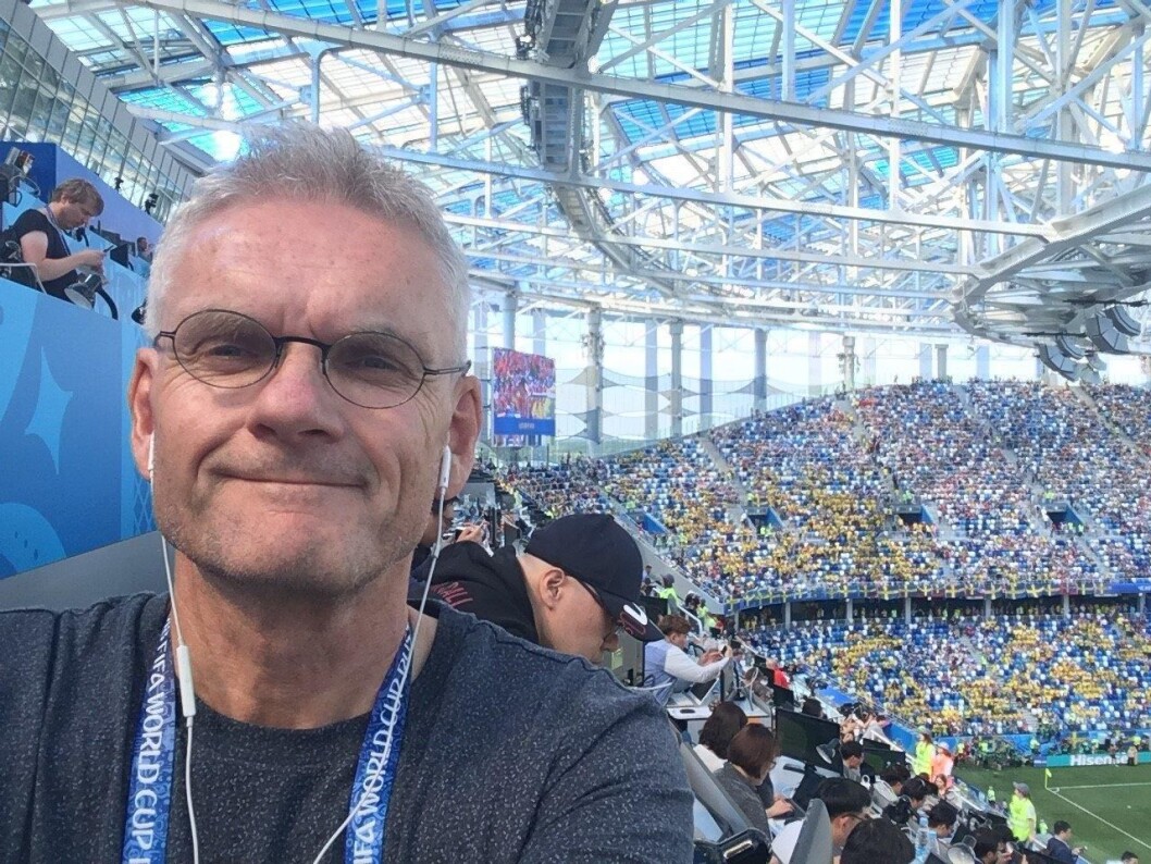 Reidar Sollie, sportsjournalist i Dagsavisen og leiar i Norske Sportsjournalisters Forbund. Her under fotball-VM i Russland, sommaren 2018. Reidar Sollie, sportsjournalist i Dagsavisen og leiar i Norske Sportsjournalisters Forbund. Her under fotball-VM i Russland, sommaren 2018.