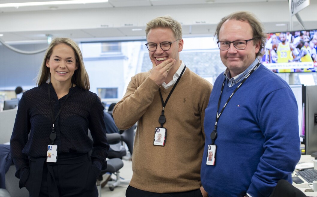 Susanne Klungtveit, Eirik Winsnes og frontsjef i Aftenposten, Klaus Børringbo. Susanne Klungtveit, Eirik Winsnes og frontsjef i Aftenposten, Klaus Børringbo.