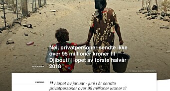 Faktisk helt feil, HRS: Det stemmer ikke at privatpersoner sendte over 95 millioner kroner til Djibouti