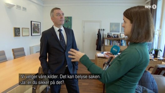 Skjermdump fra NRKs intervju med Frank Bakke Jensen. Skjermdump fra NRKs intervju med Frank Bakke Jensen.