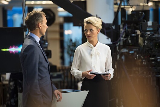 Ingunn Solheim og daværende programledermakker Jarle Roheim Håkonsen før NRKs partilederdebatt i Bergen i 2017. Ingunn Solheim og daværende programledermakker Jarle Roheim Håkonsen før NRKs partilederdebatt i Bergen i 2017.