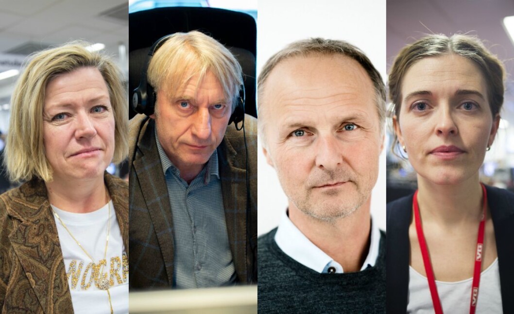 Frå venstre: Tone Tveøy Strøm-Gundersen i Aftenposten, Magne Storedal i Romerikes Blad, Tor Magne Nondal i Dagens Næringsliv og Tora Bakke Håndlykken i VG. Frå venstre: Tone Tveøy Strøm-Gundersen i Aftenposten, Magne Storedal i Romerikes Blad, Tor Magne Nondal i Dagens Næringsliv og Tora Bakke Håndlykken i VG.