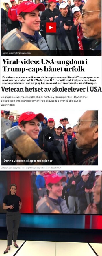 Frå øvst til nedst: VG, NRK og TV 2. Frå øvst til nedst: VG, NRK og TV 2.