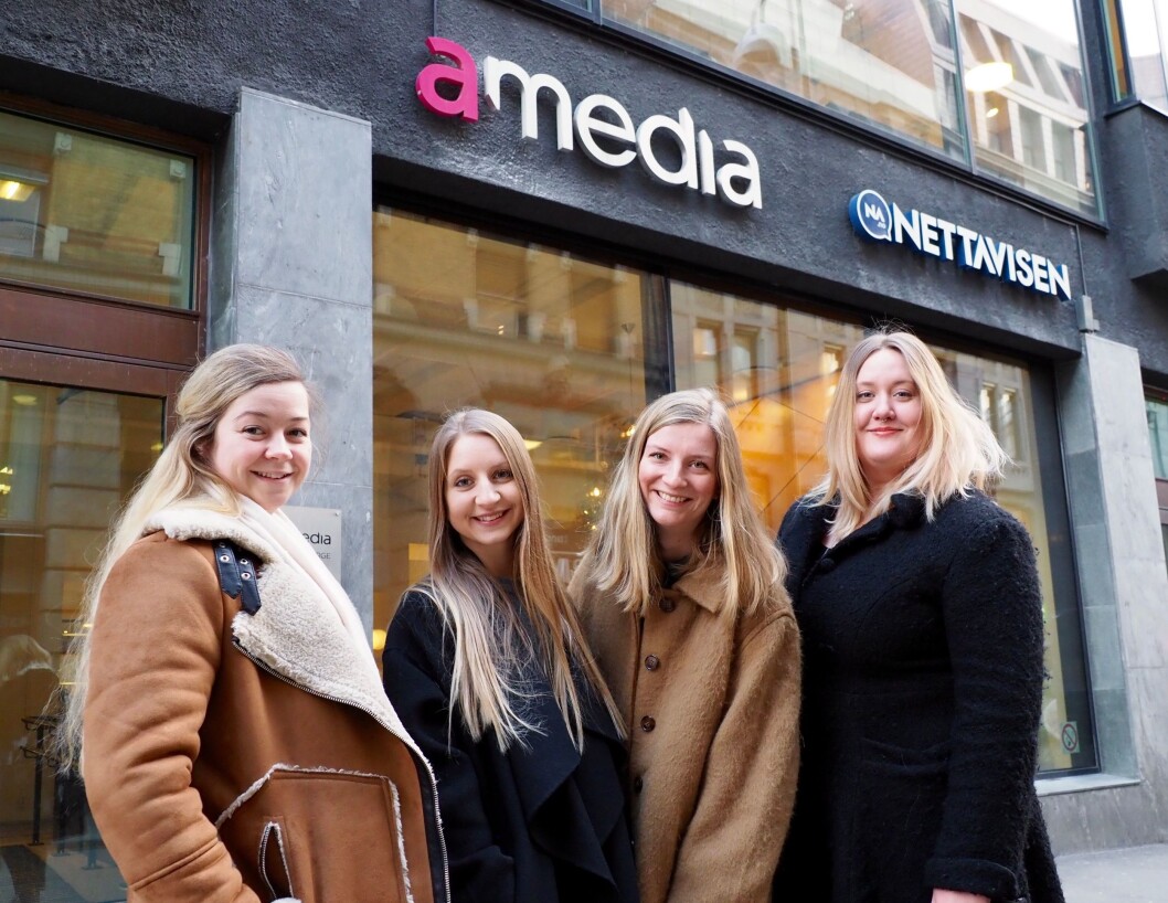 Fra venstre: Julie Arntsen, Gisken Amanda Eriksen, Vilde Nybakken og Silja Einarsdóttir er alle ansatt som journalister i Fremover i 2019. Fra venstre: Julie Arntsen, Gisken Amanda Eriksen, Vilde Nybakken og Silja Einarsdóttir er alle ansatt som journalister i Fremover i 2019.