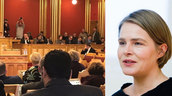 Kun én kvinne i Stortingets presselosje under debatt om regjeringsplattformen