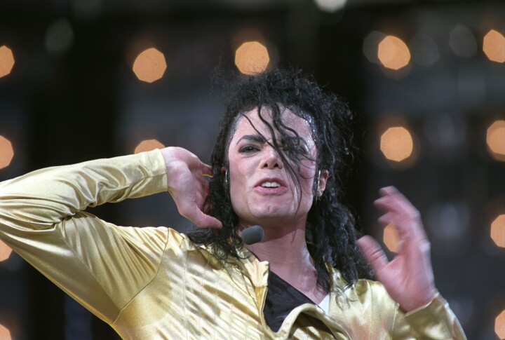 Michael Jackson i aksjon under konserten / sceneshowet på Valle Hovin i 92.NTB arkivfoto Terje Bendiksby / SCANPIX