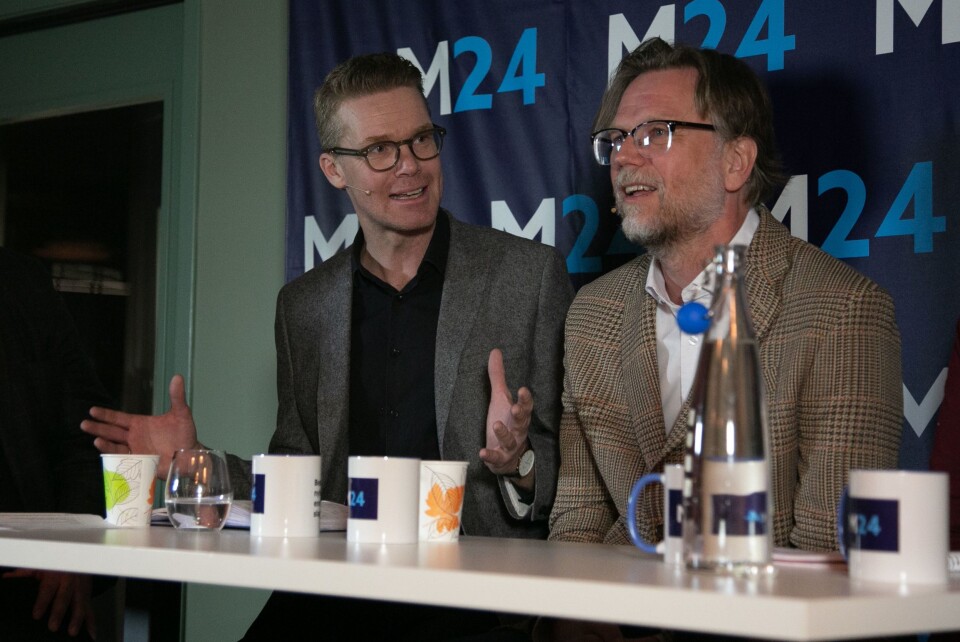 Politisk journalist i Dagbladet og leiar av presselosjen, Mats Rønning. Til høgre er programredaktør i NRK Nyheter, Kyrre Nakkim. Politisk journalist i Dagbladet og leiar av presselosjen, Mats Rønning. Til høgre er programredaktør i NRK Nyheter, Kyrre Nakkim.