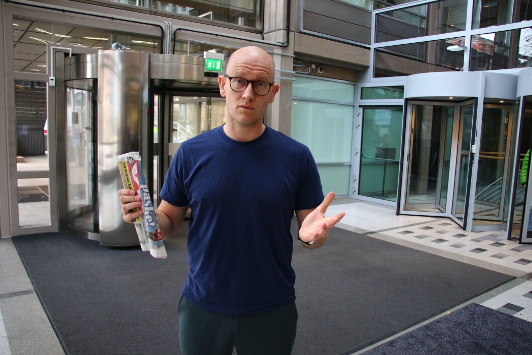 VGs digitalredaktør Ola Stenberg uttaler seg på vegne av VG-ledelsen i den pågående granskningen av Giske-saken.Foto: VGs digitalredaktør Ola Stenberg uttaler seg på vegne av VG-ledelsen i den pågående granskningen av Giske-saken.Foto: