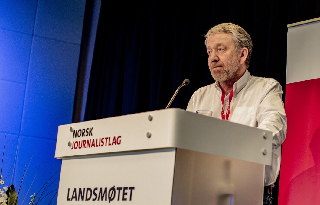 Valgkomiteleder Sven Arne Buggeland på landsmøtet i Norsk Journalistlag 2019. Valgkomiteleder Sven Arne Buggeland på landsmøtet i Norsk Journalistlag 2019.