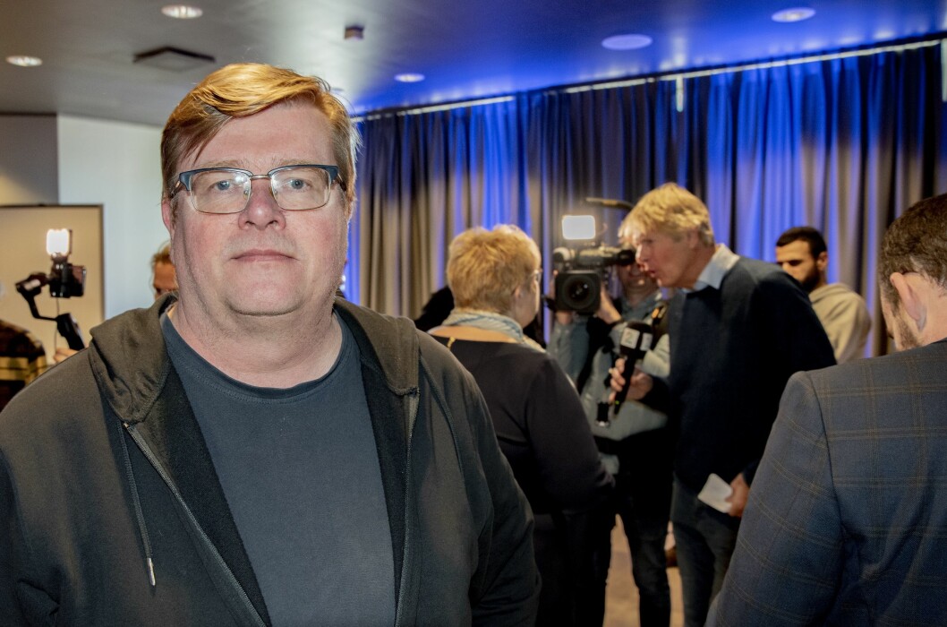 Leder Rolf Johansen i NRKJ. Her fra da regjeringen la fram sin mediestøttemelding.
