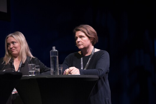 Tone Sofie Aglen i Adresseavisen og Hege Ulstein i Dagsavisen under debatt om VG-saka på Skup-konferansen Tone Sofie Aglen i Adresseavisen og Hege Ulstein i Dagsavisen under debatt om VG-saka på Skup-konferansen