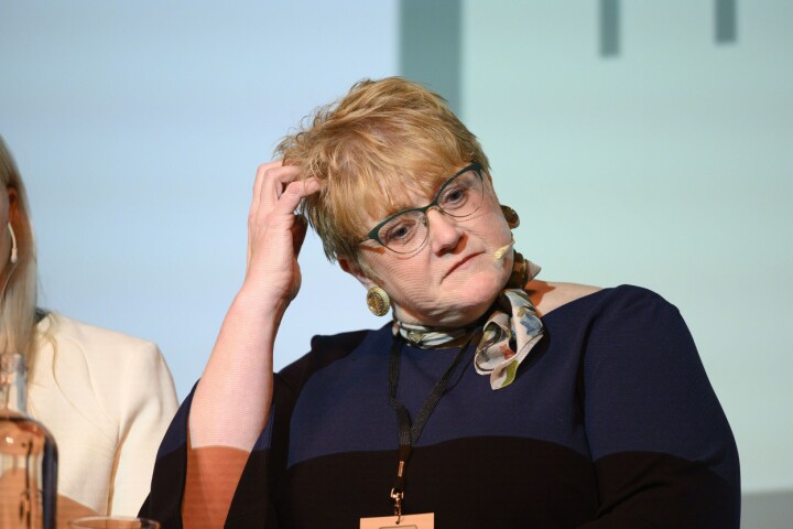 Kulturminister Trine Skei Grande (V) i mediedebatt.