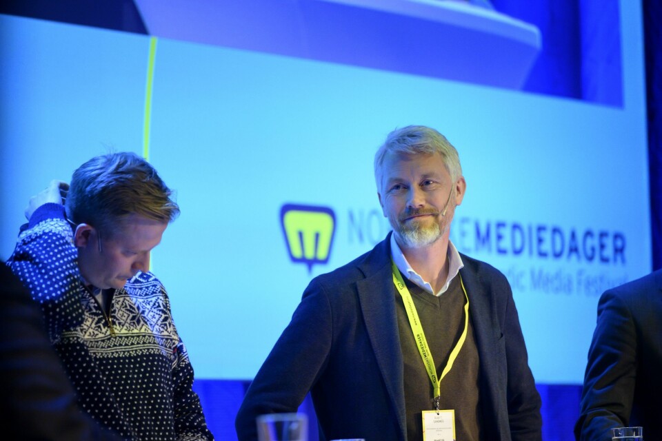 NENT-sjef Vegard Drogseth og TV 2-sjef Olav T. Sandnes.