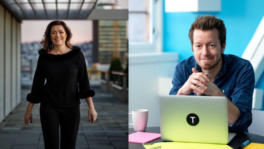 Konsernsjef Kristin Skogen Lund i Schibsted og grunnlegger Preben Carlsen i No hate. Konsernsjef Kristin Skogen Lund i Schibsted og grunnlegger Preben Carlsen i No hate.