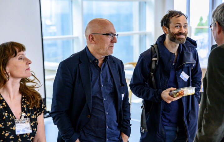 Omdal-utvalget fikk innspill på mandag fra flere i pressen. Fra venstre: Anki Gerhardsen, Sven Egil Omdal og Simen Sætre.