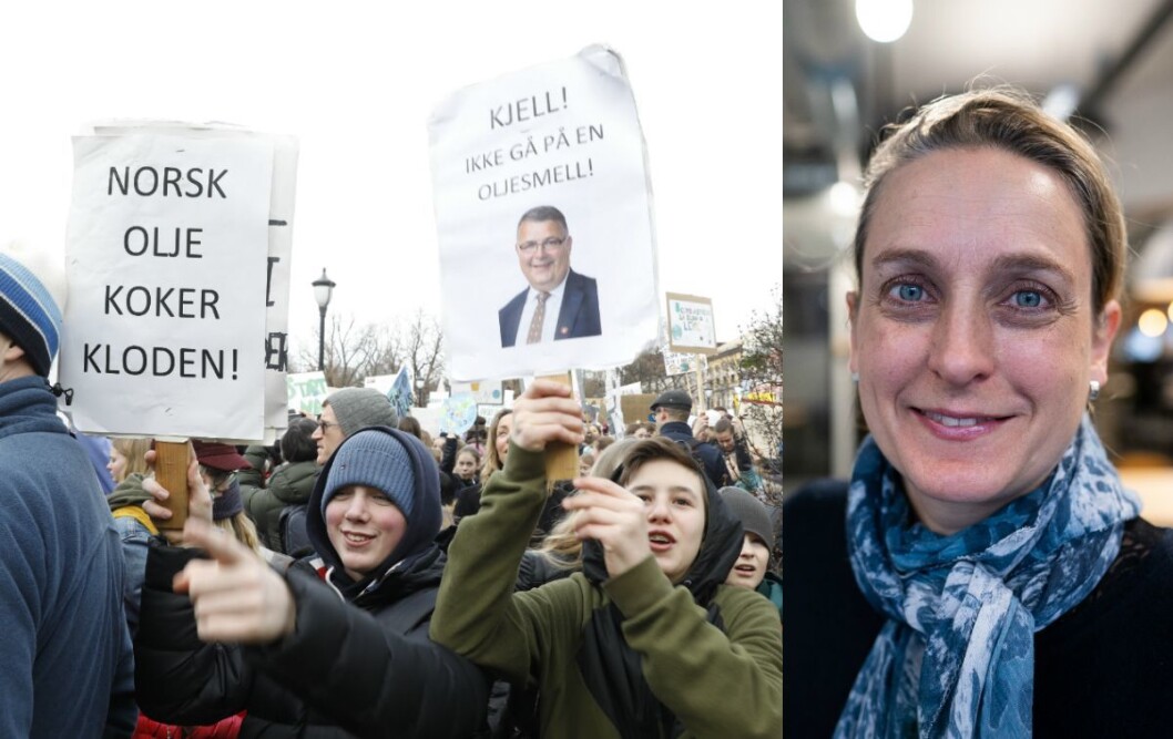 Venstre: Casper Lassen (t.v.) og Linus Demir frå Humanistskolen ved Ullevål stadion saman med streikande skuleelever utanfor Stortinget fredag. Høgre: NRK-journalist Astrid Rommetveit, prosjektleiar for kanalen si klimaarbeidsgruppe. Venstre: Casper Lassen (t.v.) og Linus Demir frå Humanistskolen ved Ullevål stadion saman med streikande skuleelever utanfor Stortinget fredag. Høgre: NRK-journalist Astrid Rommetveit, prosjektleiar for kanalen si klimaarbeidsgruppe.