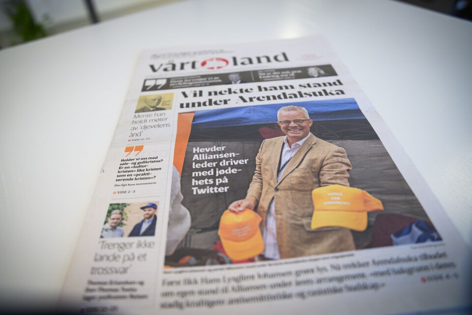 Forsiden av Vårt Land 23. mai 2019. Forsiden av Vårt Land 23. mai 2019.