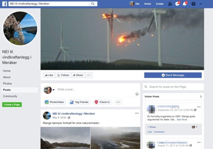 Skjermdump fra Facebook.