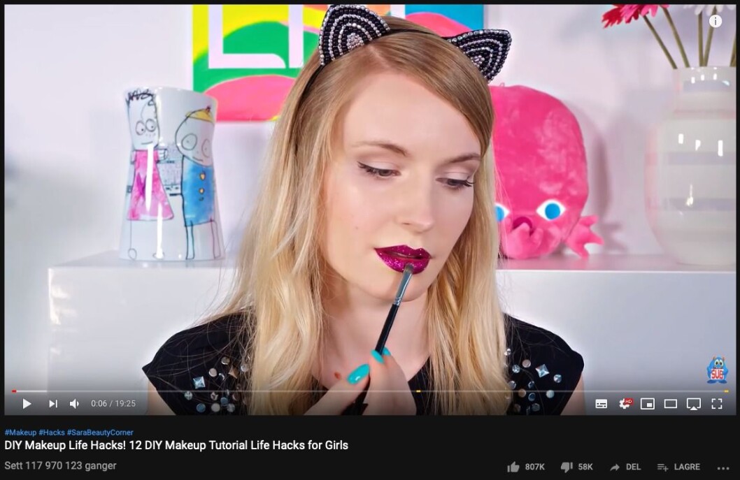 Sara Marie Lawler (31) bor i Bergen og har over ti millioner abonnenter på YouTube-profilen sin SaraBeautyCorner. Foto: Skjermdump YouTube. Sara Marie Lawler (31) bor i Bergen og har over ti millioner abonnenter på YouTube-profilen sin SaraBeautyCorner. Foto: Skjermdump YouTube.