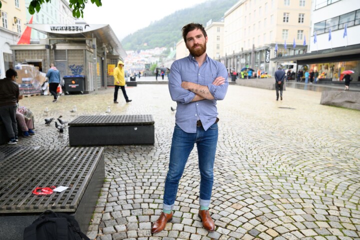 Andy Mills, produsent av New York Times-podkasten «The Daily». Her under Fortellingens Kraft 2019 i Bergen.
