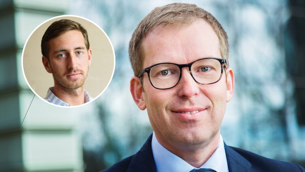 Innovasjon Norges Håkon Haugli og journalist i Medier24, Ole Alexander Saue (innfelt). Innovasjon Norges Håkon Haugli og journalist i Medier24, Ole Alexander Saue (innfelt).