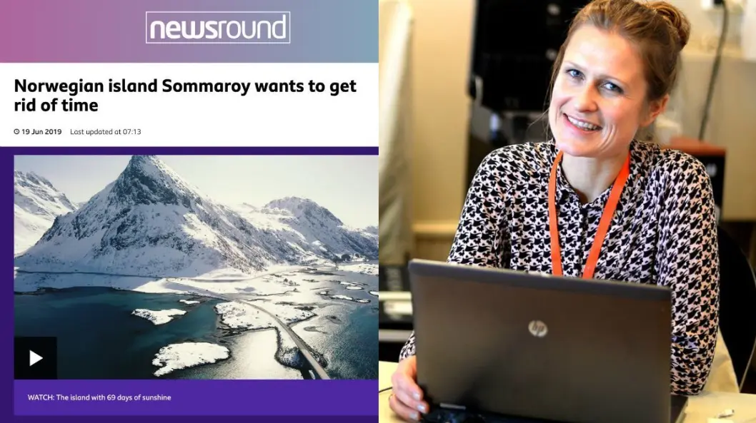 Til venstre: Faksimile av BBC-artikkel om Sommarøy. Til høyre: Jurist Kristine Foss i Norsk Presseforbund Til venstre: Faksimile av BBC-artikkel om Sommarøy. Til høyre: Jurist Kristine Foss i Norsk Presseforbund