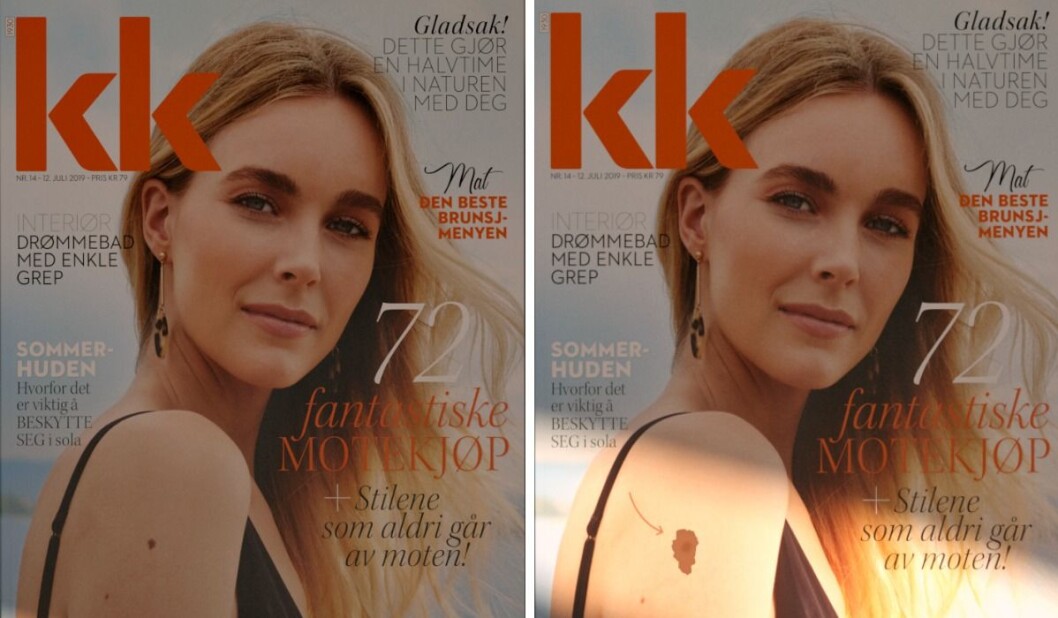 Ser du forskjellen? Til venstre ser du bladet før det har vært i sola, og til høyre ser du bladet etter at det har ligget en kort stund i sola. Ser du forskjellen? Til venstre ser du bladet før det har vært i sola, og til høyre ser du bladet etter at det har ligget en kort stund i sola.