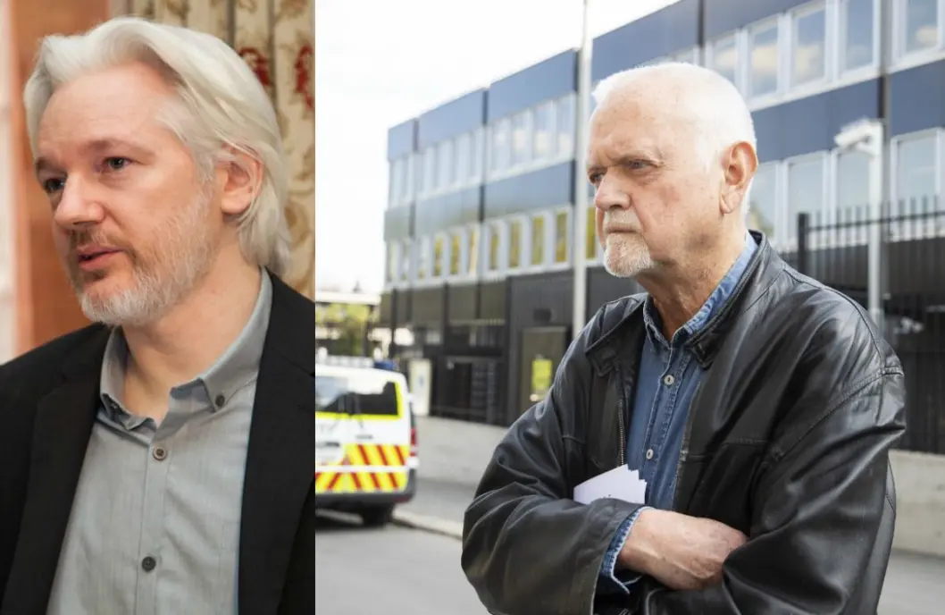 Til venstre: Julian Assange. Til høgre: Rune Ottosen frå då han haldt apell under støttemarkering for Julian Assange utenfor den britiske ambassaden i vår. Til venstre: Julian Assange. Til høgre: Rune Ottosen frå då han haldt apell under støttemarkering for Julian Assange utenfor den britiske ambassaden i vår.
