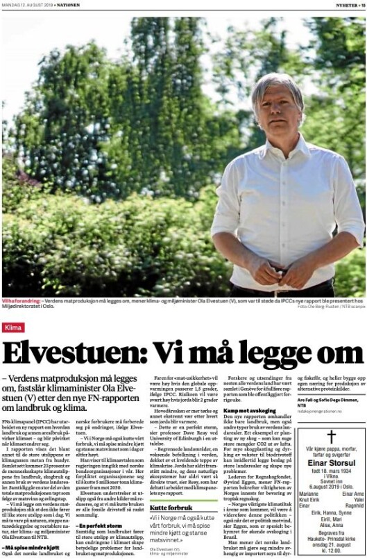 Skjermdump Nationen 12. august2019. Foto Skjermdump Nationen 12. august2019. Foto