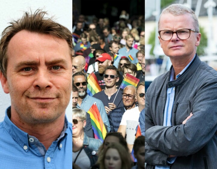 Dagleg leiar i Brodd IL, Øyvind Jacobsen, Pride-paraden i Stavanger i fjor, og sjefredaktør i Stavanger Aftenblad, Lars Helle.