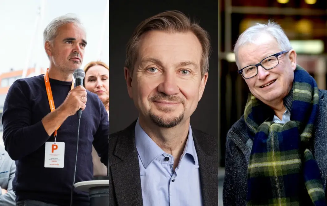 Sjefredaktør Eivind Ljøstad i Fædrelandsvennen, mediekritiker Trygve Aas Olsen og spaltist Bernt Olufsen. Sjefredaktør Eivind Ljøstad i Fædrelandsvennen, mediekritiker Trygve Aas Olsen og spaltist Bernt Olufsen.