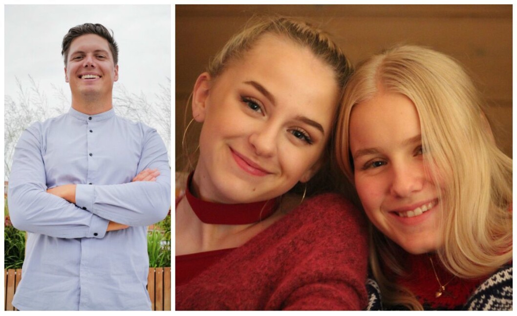 NRK-programleder Andreas Wahl og Marion Isabell Stærfelt (17) og Helle Erica Hartløv (17) NRK-programleder Andreas Wahl og Marion Isabell Stærfelt (17) og Helle Erica Hartløv (17)