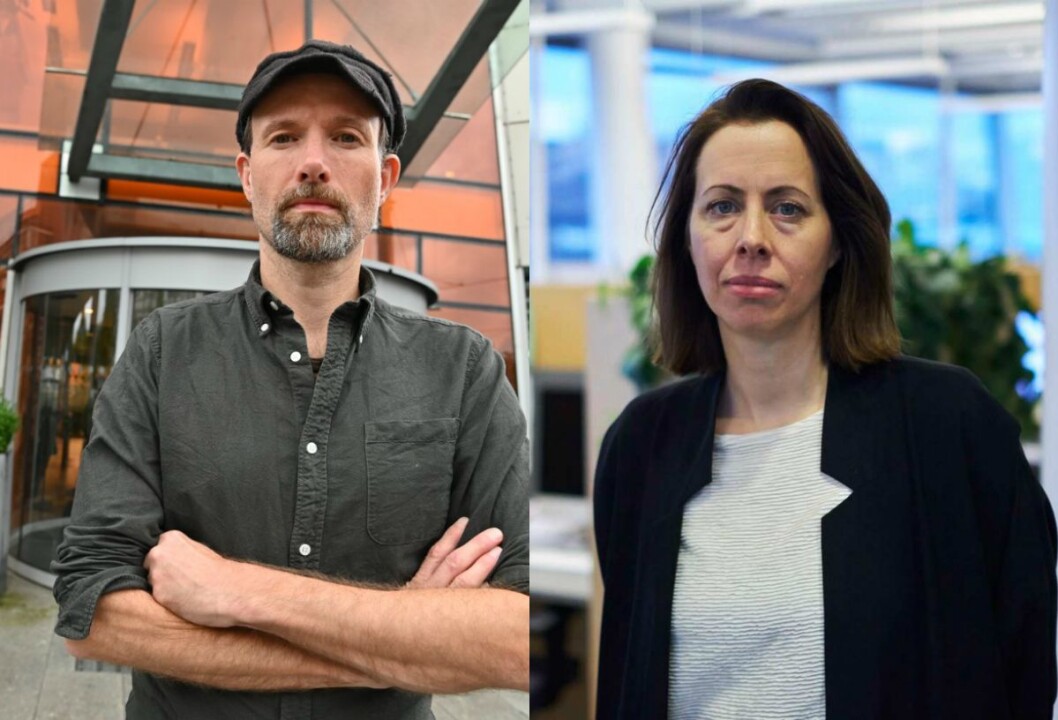 Klubbleder Jo. T. Gaare og sjefredaktør Anna B. Jenssen i Morgenbladet. Klubbleder Jo. T. Gaare og sjefredaktør Anna B. Jenssen i Morgenbladet.