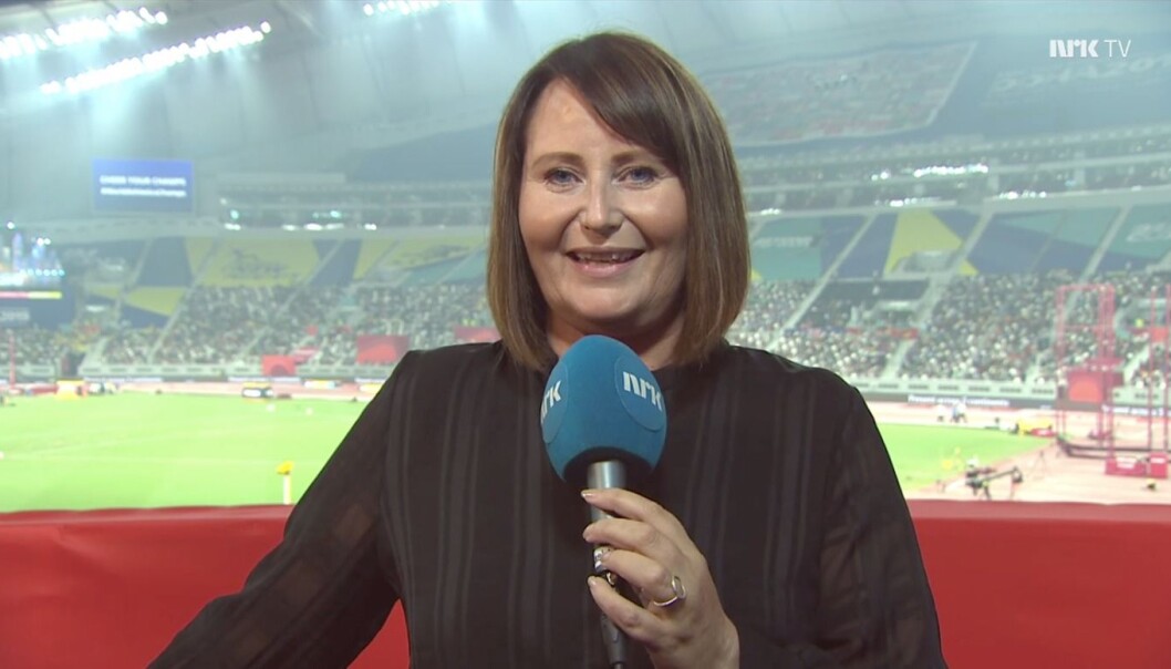 Line Andersen har gått til søksmål mot NRK. Her avbildet under Friidretts-VM i Doha. Line Andersen har gått til søksmål mot NRK. Her avbildet under Friidretts-VM i Doha.