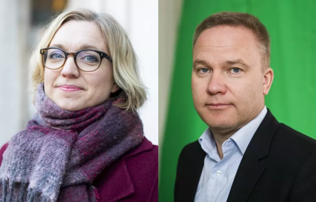 NTBs Sarah Sørheim og Resett-redaktør Helge Lurås.