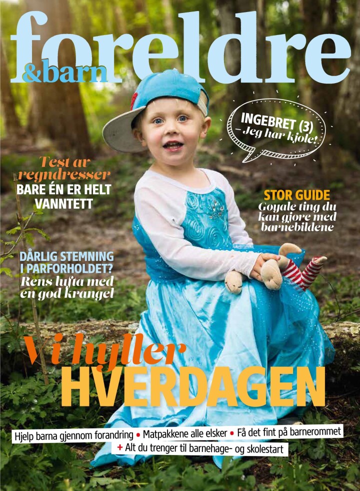 Forsiden av august-utgaven til Foreldre & Barn