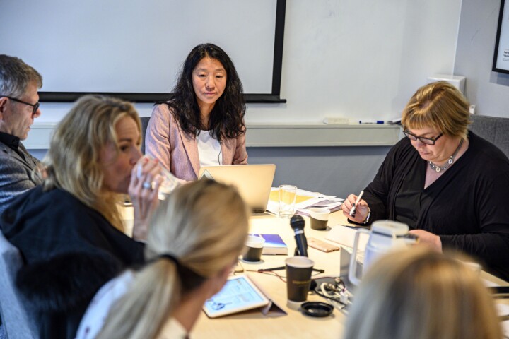 Leder i PFU, Anne Weider Aasen under PFU møtet.