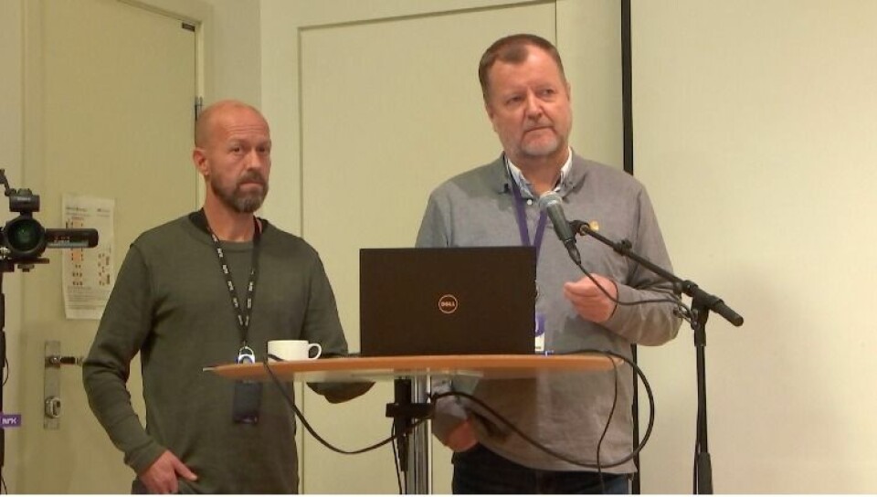 Per Arne Kalbakk og Charlo Halvorsen redegjorde i Kringkastingsrådet torsdag.