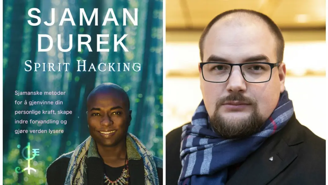 Sjaman Durek Verretts bok er stoppet i Norge. Til høyre: Medier24-redaktør Erik Waatland. Sjaman Durek Verretts bok er stoppet i Norge. Til høyre: Medier24-redaktør Erik Waatland.