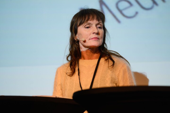 Anki Gerhardsen i Norsk Presseforbund sitt kildeutvalg. Her under debatt på Norsk Redaktørforening sitt høstmøte i november2019. Foto