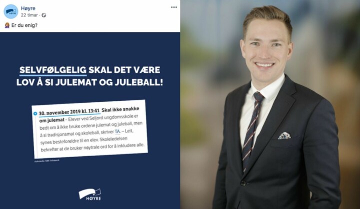 Facebook-posten til Høgre og kommunikasjonssjef Daniel Torkildsen Lea.