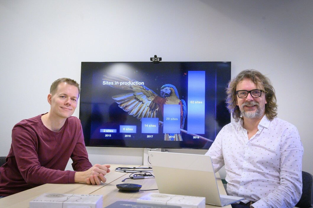 Teknologidirektør (CTO) Ole Andreas Flaaten Jonsgård og adm. dir (CEO) Jon Reidar Hammerfjeld i Publish Lab AS. Teknologidirektør (CTO) Ole Andreas Flaaten Jonsgård og adm. dir (CEO) Jon Reidar Hammerfjeld i Publish Lab AS.