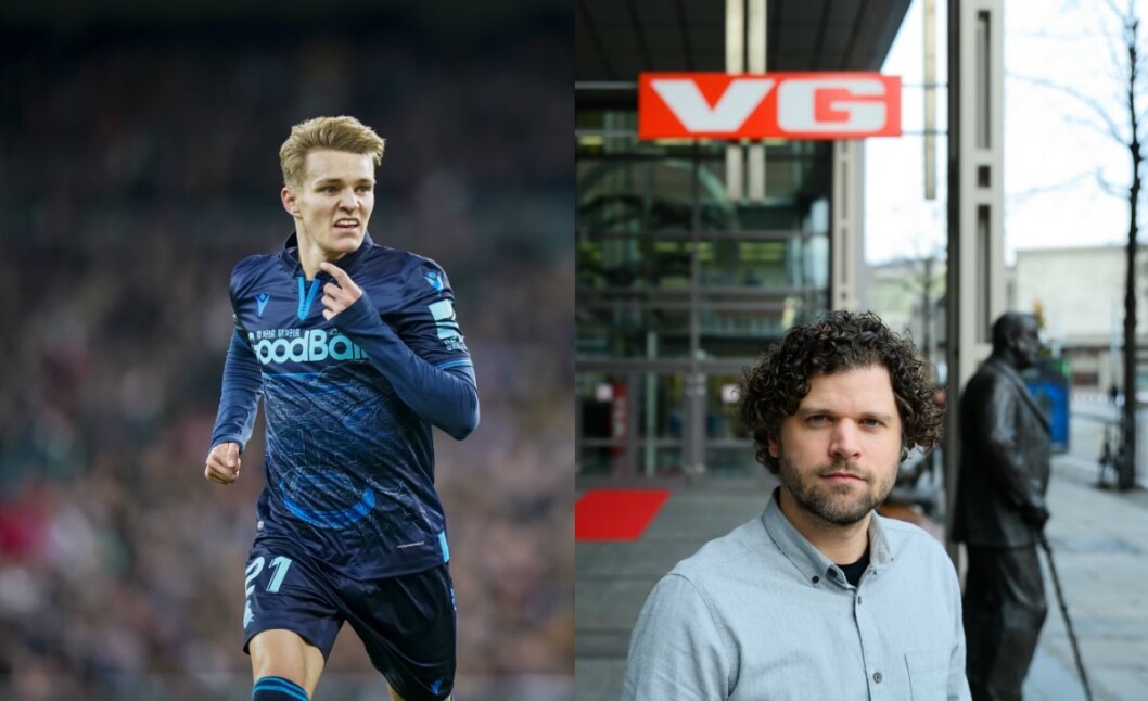 Martin Ødegaard i aksjon for Real Sociedad under storkampen mot Real Madrid på Santiago Bernabéu i Madrid i november. Til høgre er sportssjef Eirik Borud i VG. Martin Ødegaard i aksjon for Real Sociedad under storkampen mot Real Madrid på Santiago Bernabéu i Madrid i november. Til høgre er sportssjef Eirik Borud i VG.