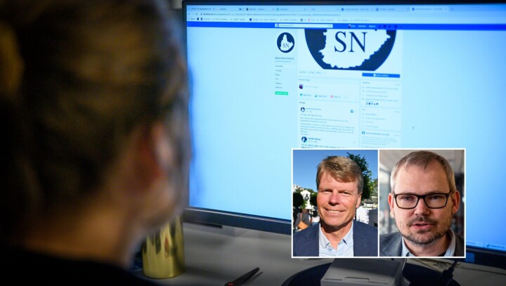 Vidar Udjus, politisk redaktør i Fædrelandsvennen og Roar Osmundsen, næringspolitisk ansvarlig i Kristiansand Næringsforening innfelt over illustrasjonfoto.