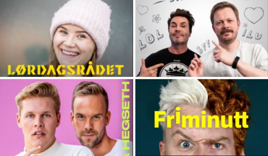 «Lørdagsrådet», «Jan Thomas og Einar blir venner», «Harm og Hegseht» og «Friminutt med Herman og Mikkel» er blant Norges fem største podkaster. «Lørdagsrådet», «Jan Thomas og Einar blir venner», «Harm og Hegseht» og «Friminutt med Herman og Mikkel» er blant Norges fem største podkaster.