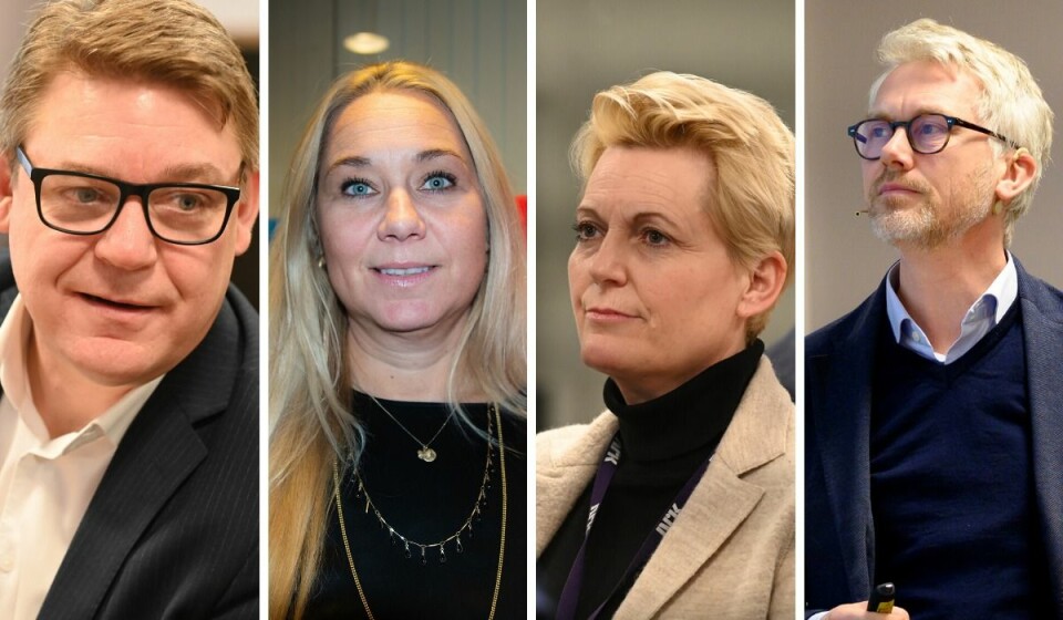 Kenneth Andresen i NENT, Tine Austvoll Jensen i Discovery, Vibeke Fürst Haugen i NRK og Olav T. Sandnes i TV 2 forteller om hvordan de jobber mot seksuell trakassering.
