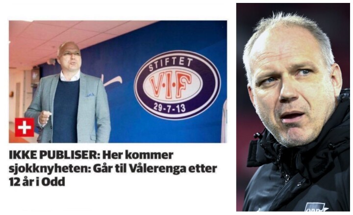 Skjermdump av Telemarksavisa til venstre. Til høgre er trenar Dag-Eilev Fagermo