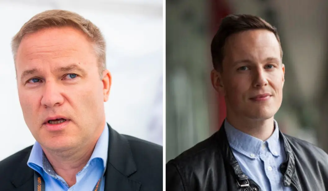 Resett-redaktør Helge Lurås og Postdoktor Magnus Hoem Iversen ved UiB. Resett-redaktør Helge Lurås og Postdoktor Magnus Hoem Iversen ved UiB.