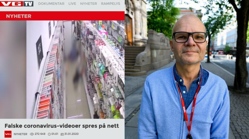 Skjermdump av VGTV-sak til venstre og redaktør Rolf Sønstelie til høgre.